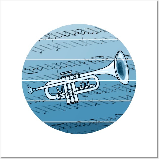 Jazz Trumpet Music Notation Trumpeter Brass Musician Wall Art by doodlerob